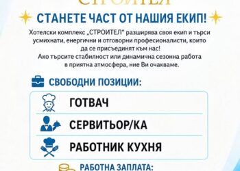 Хотел Строител търси готвач и сервитьор/ки